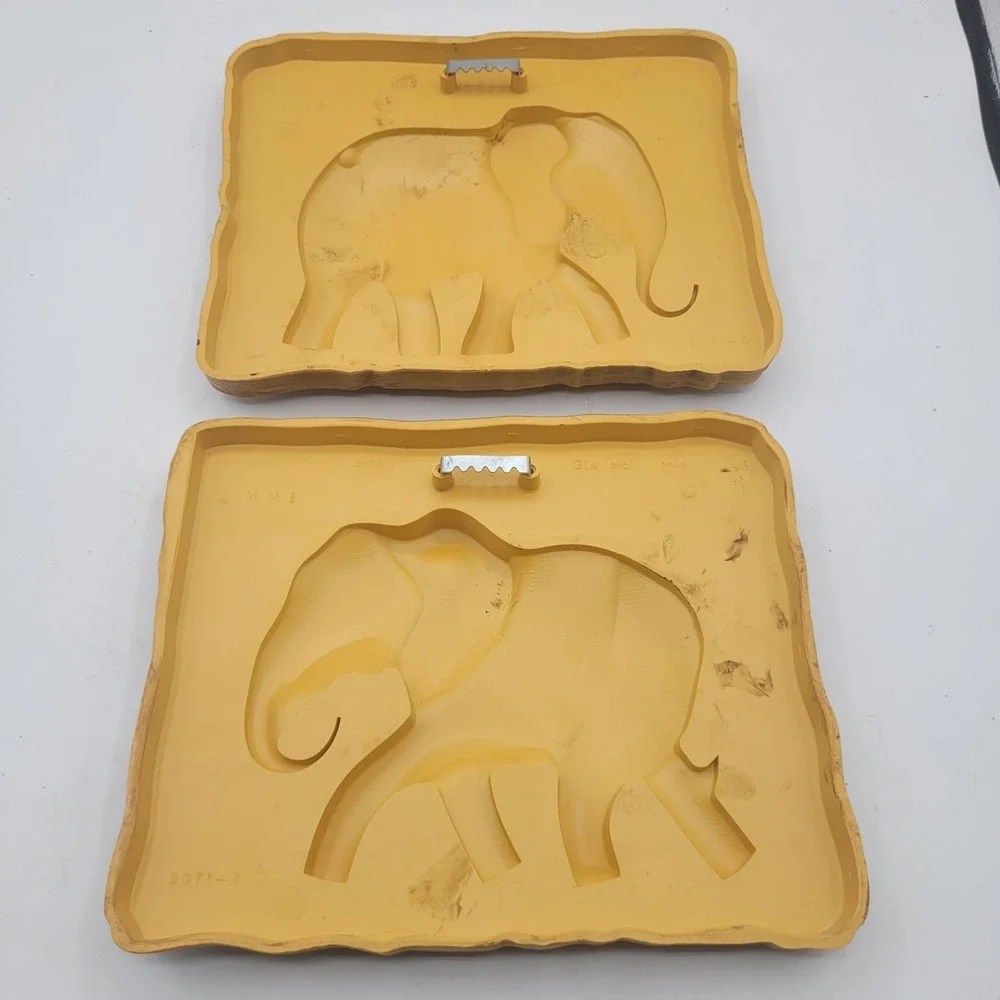 Vtg Home Interiors‎ GIA HOMCO Elephant Wall Hangings Plaques 2-Set 9.5